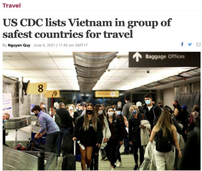 US CDC lists Vietnam in group of safest countries for travel